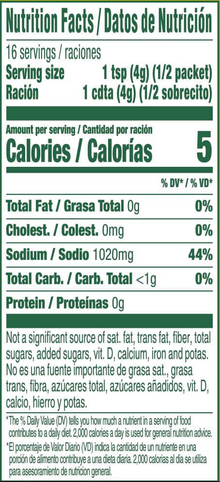 Product Nutrition Label