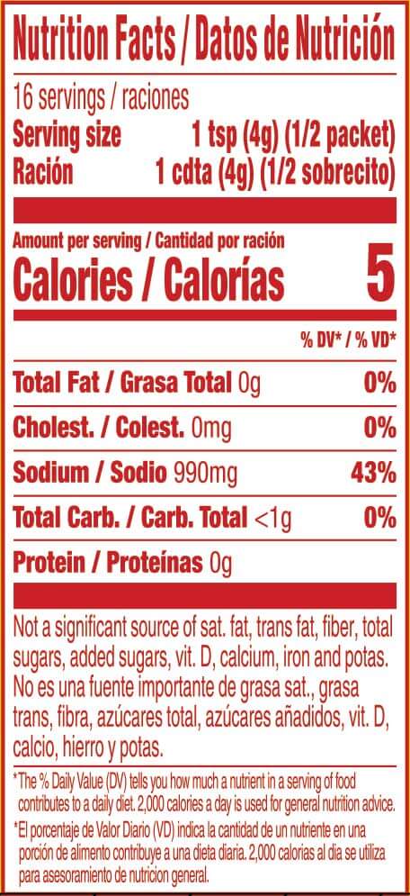 Product Nutrition Label